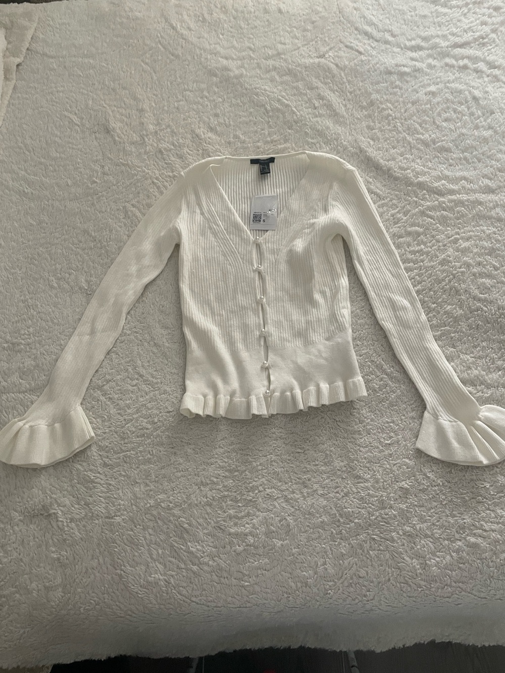 NWT Forever 21 Faux Pearl Cutout Cardigan Sweater